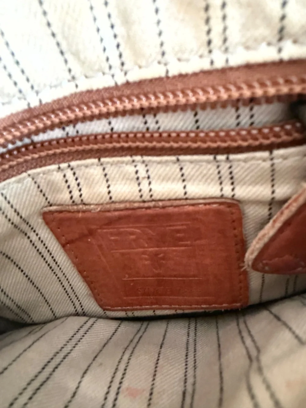 Vintage FRYE Cognac Distressed Leather Crossbody Saddle Bag